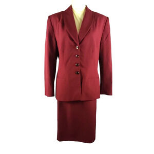 Sag Harbor Women Skirt Suit Size 12 Red Black Plaid Vintage Y2K Secretary